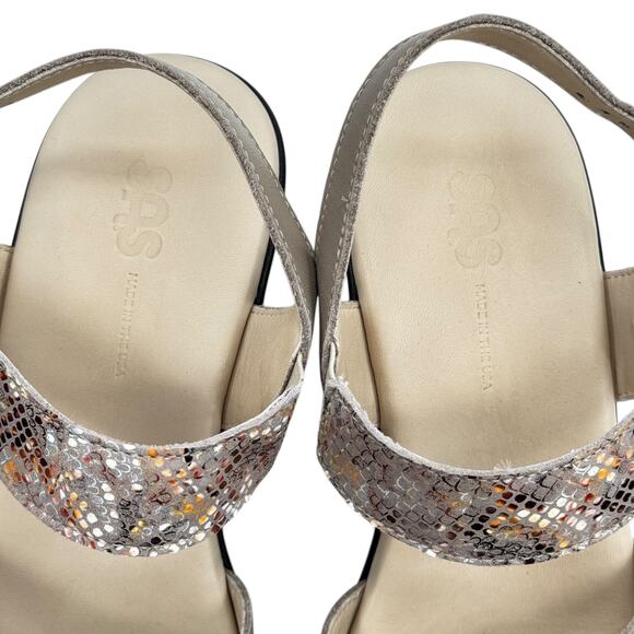 SAS Heather Sandal Quarter Strap Snake SZ 8 Womens Tuape Gray Wedge Comfort Shoe - Picture 3 of 11